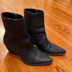 Leather faux snakeskin cowboy booties